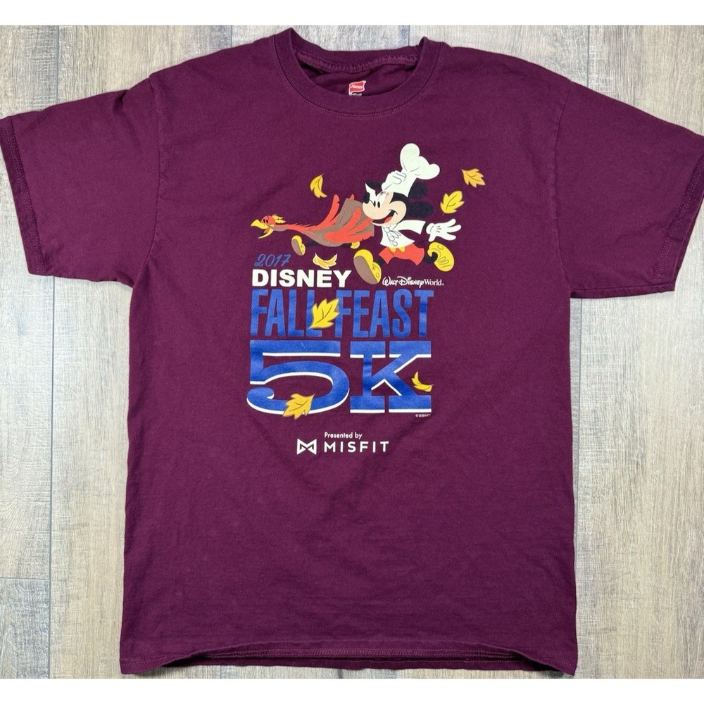 2017 Walt Disney World Parks Fall Feast 5K by Misfit Running Run T Shirt Sz Med